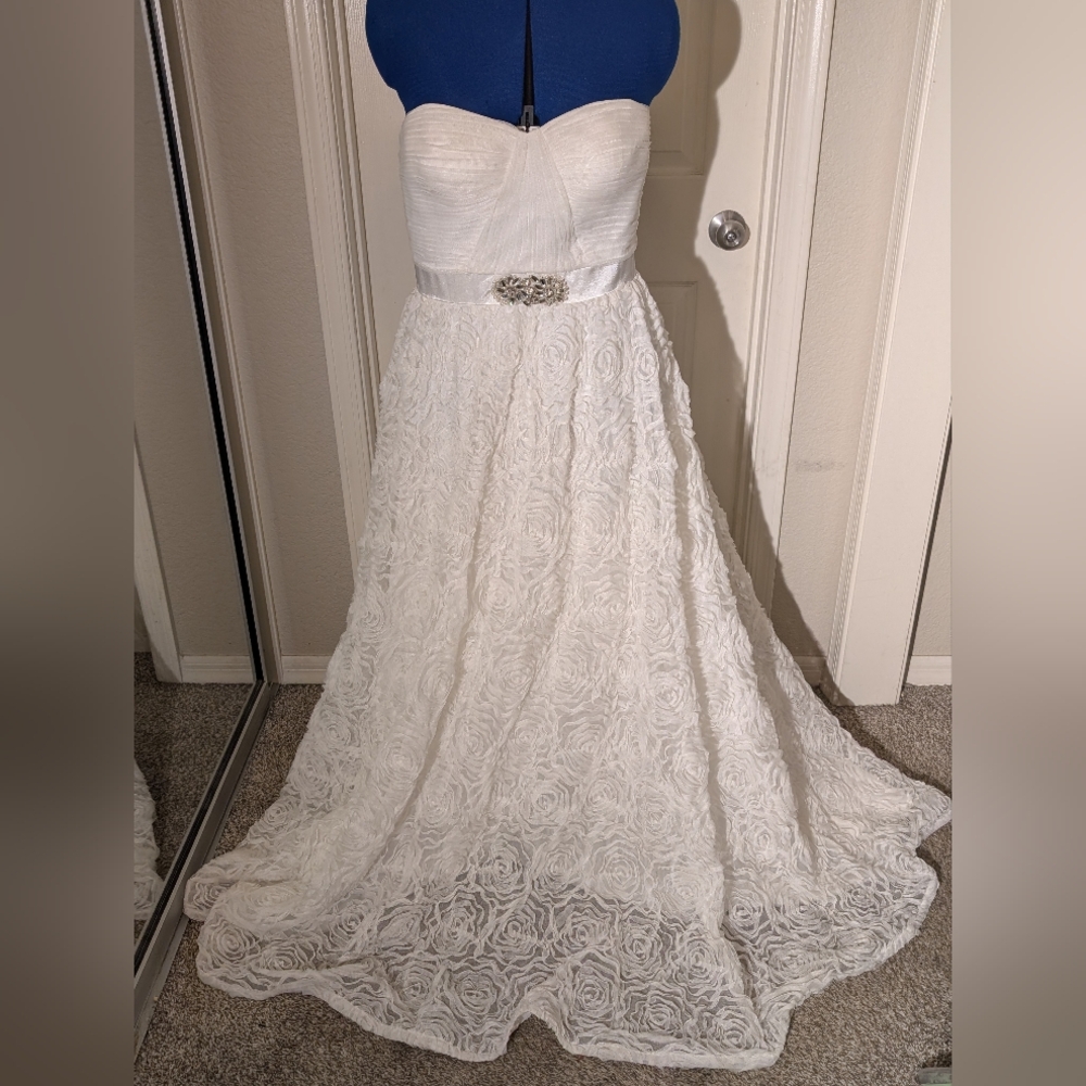 Adrianna Papell strapless wedding gown